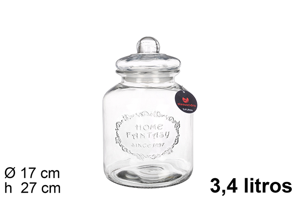 Pote de vidro hermético para biscoitos 3,4 l.