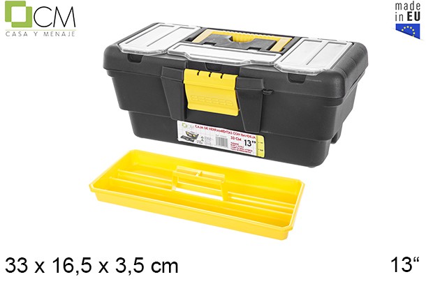 Caixa de ferramentas de plástico com bandeja 33 cm 13"
