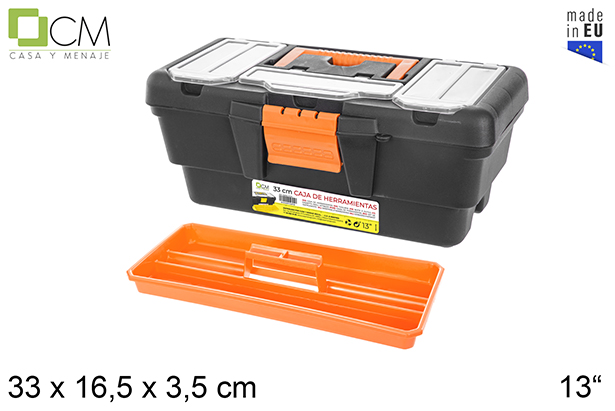 [105695] Cassetta attrezzi in plastica con vassoio 33 cm 13"