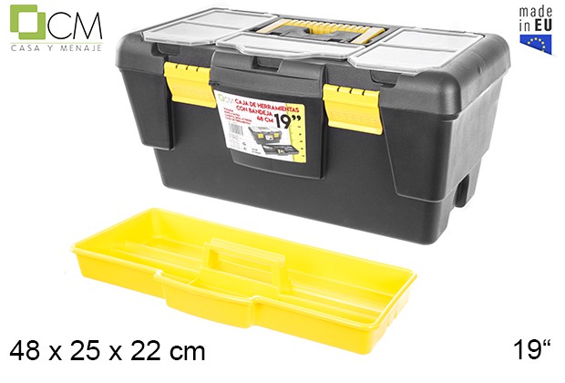 Boîte à outils en plastique avec plateau 48 cm 19"