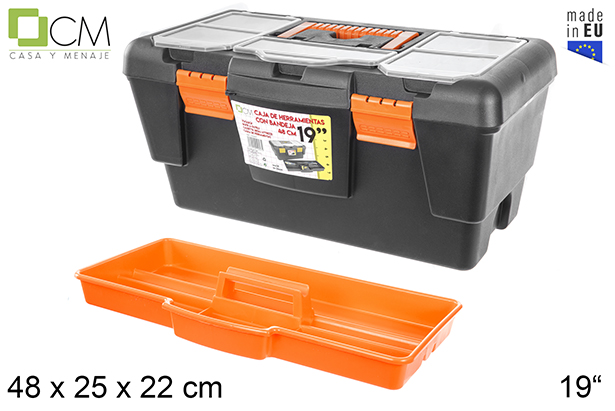 [105697] Cassetta attrezzi in plastica con vassoio 48 cm 19"