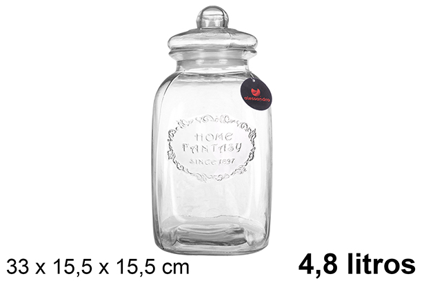 Bote cristal hermético galletas 4,8 litros