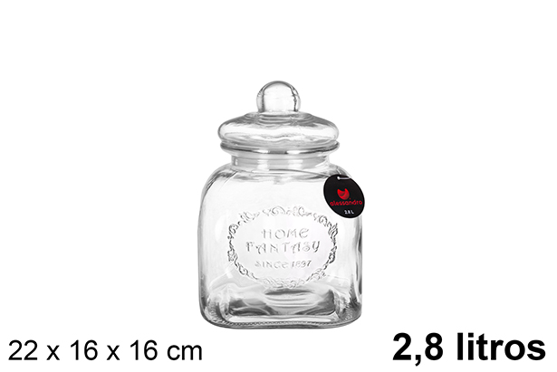 Hermetic glass jar for biscuits 2,8 l.