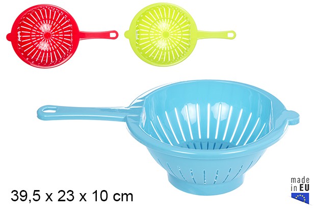 [105666] Passoire en plastique avec poignée ronde couleurs assorties