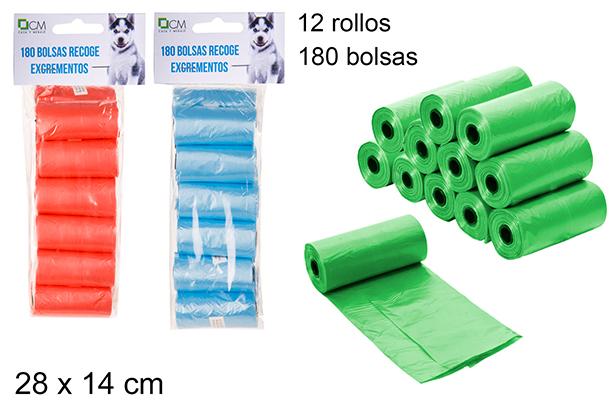 [101477] Dog waste bags assorted colors 180 units 