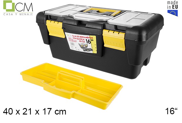 Plastic box tools with tray 40 cm 16"
