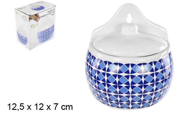 Saliera in ceramica decorazione blu