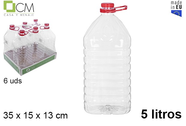 [106068] PET plastic squared carafe with handle 5 l.