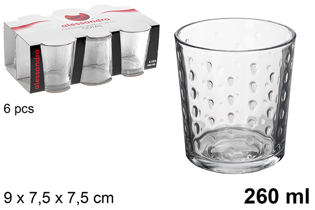 Pack 6 vasos cristal agua Gotas 260 ml