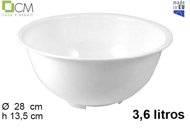White plastic bowl 3,6 l.