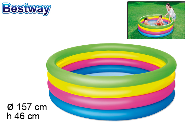 [200293] Inflatable children's pool 4 rings box bw 157 cm