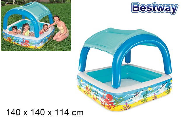 [202927] Inflatable pool with awning 140x114 cm