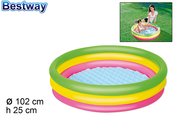 Piscina per bambini 3 colori borsa bw 102x25 cm 