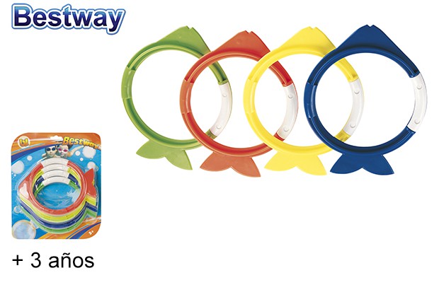 Pack aros piscina forma pez colores surtidos