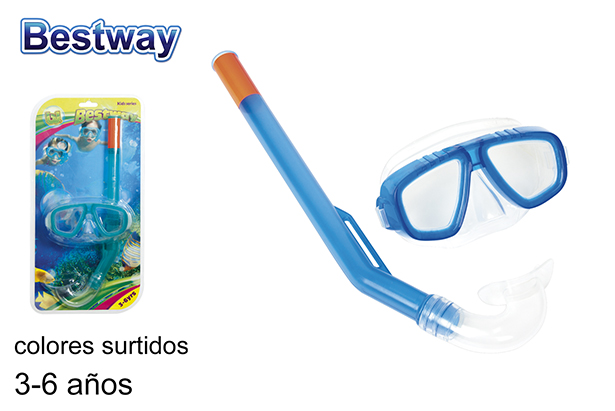[203010] Kids' Goggles & Snorkel Set – Assorted Colors – Ages 3–6