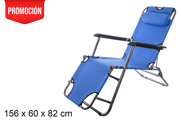 Cadeira de praia dobrável Oxford azul 156x60 cm