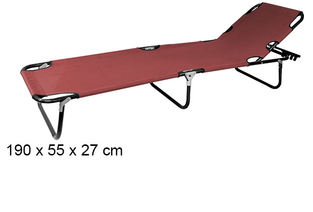 Chaise longue pliante rouge 3 positions Camping
