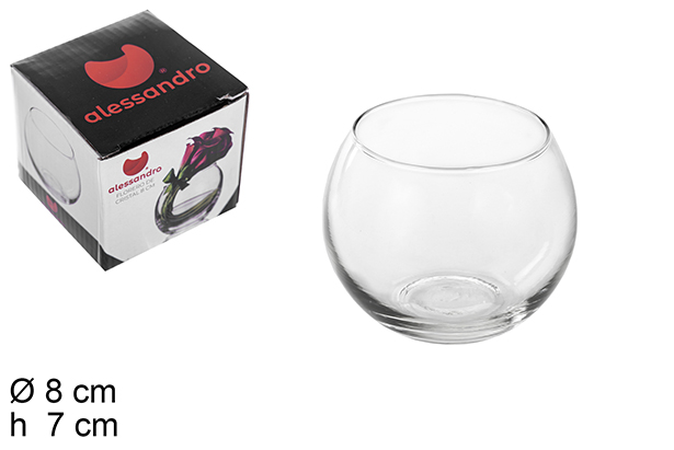 Florero cristal bola caja regalo 8 cm