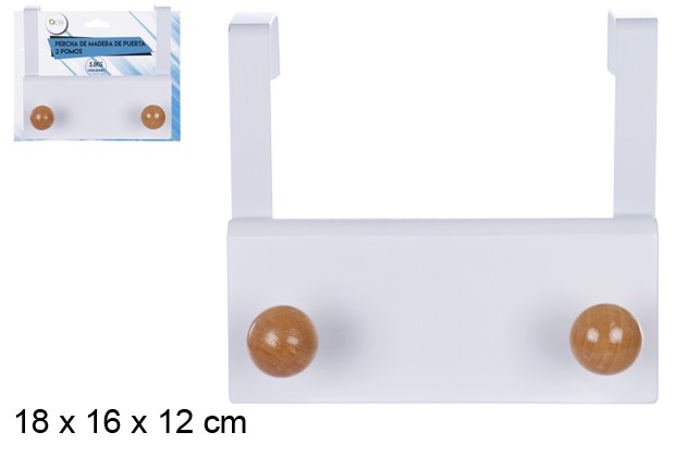 Percha madera puerta 2 pomos