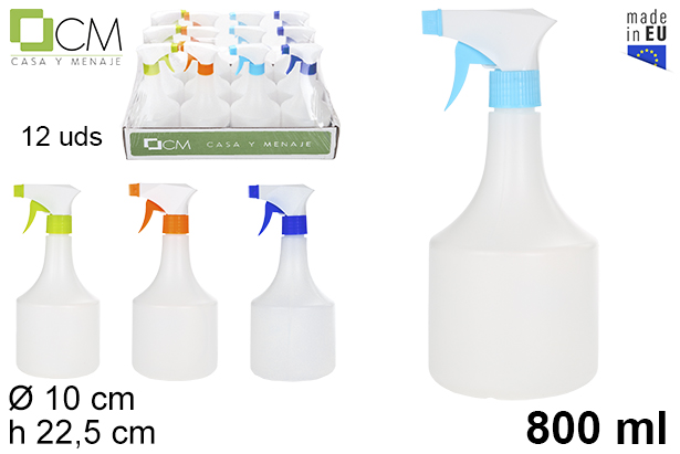 [102790] Flacon en plastique blanc avec pulvérisateur 800 ml