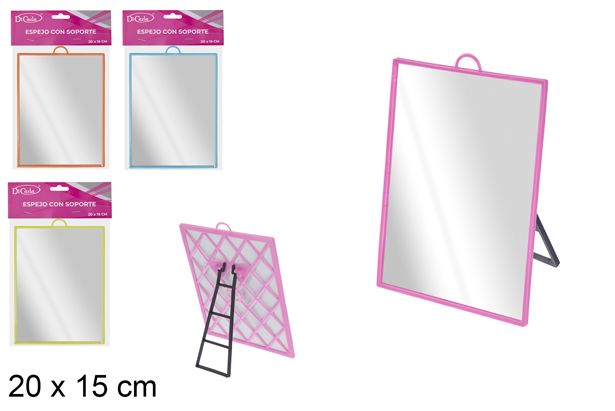 Espejo rectangular con soporte 20x15 cm
