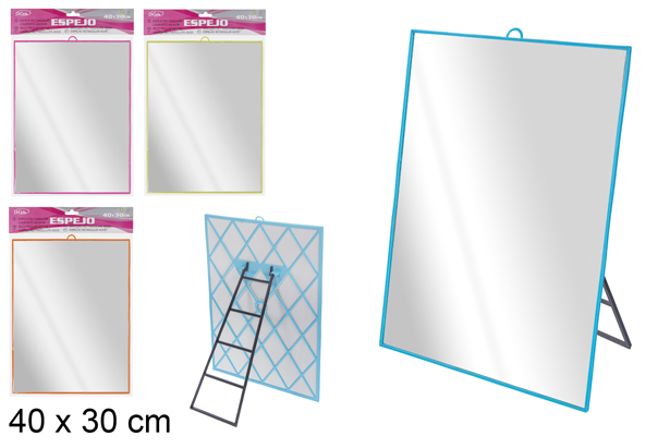 Espejo rectangular con soporte 40x30 cm