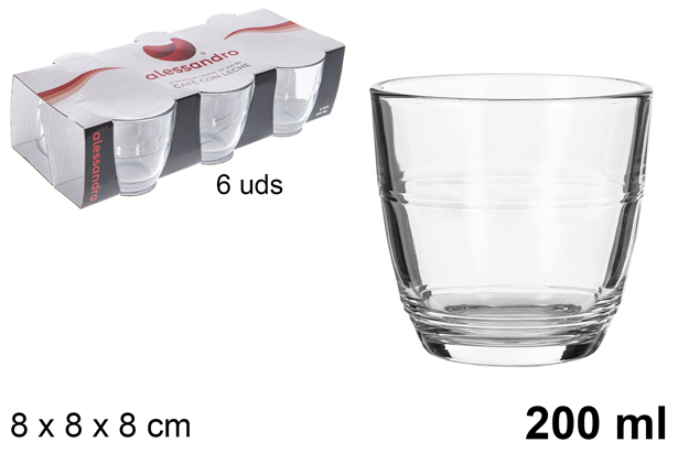 Pack 6 chávenas de café em vidro 200 ml