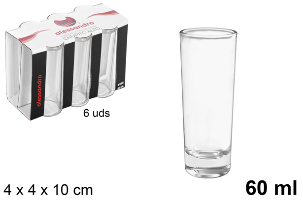 [105541] Pack 6 bicchierini alti di cristallo 60 ml