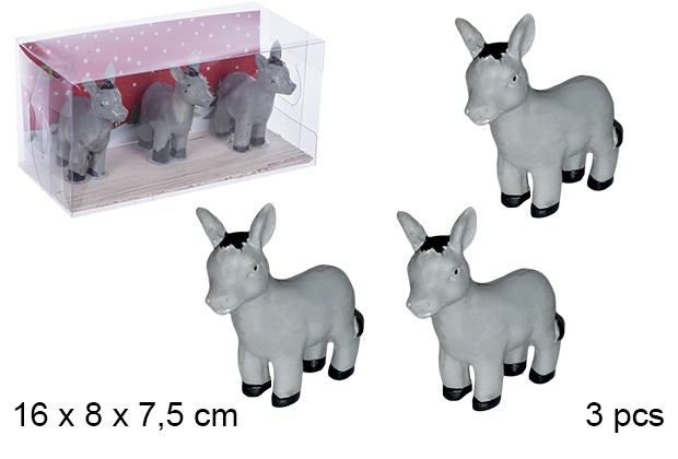 Pack 3 burros de resina infantil