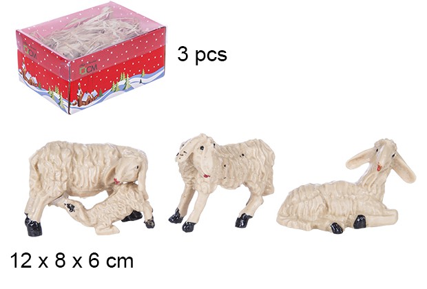 Pack 3 ovejas resina caja tapa PVC