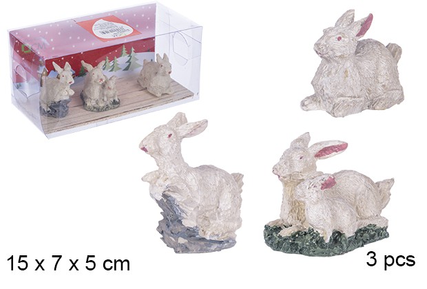 Pack 3 conejos resina