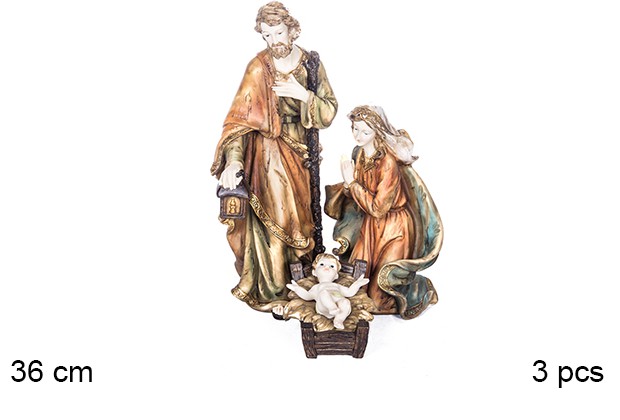 Crèche de Noël 3 pièces 36 cm