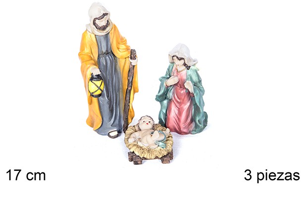 Pack 3 peças Natividade em resina 17 cm