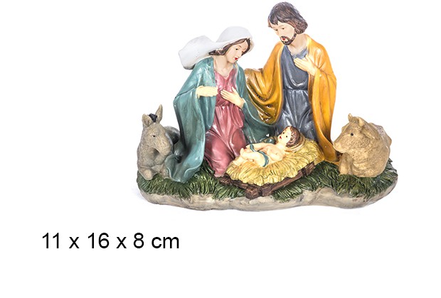 Presepe di Natale 5 pezzi  con piedistallo 11 cm
