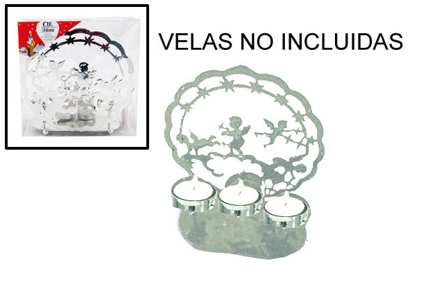 Portavelas ángeles plata
