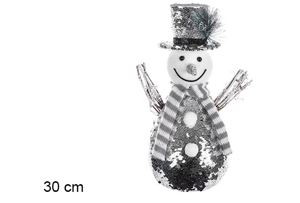 Muñeco nieve brillante Navidad 30 cm