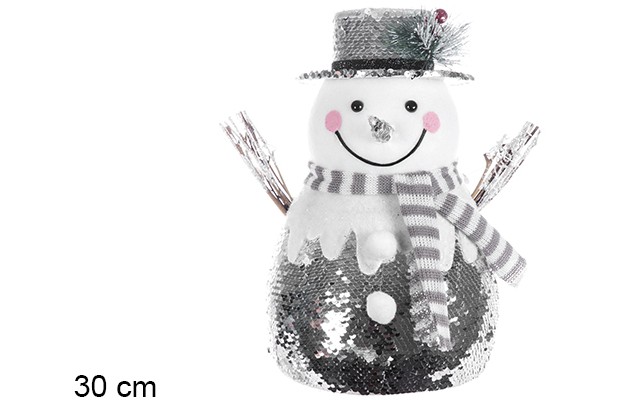 Muñeco nieve brillante Navidad 30 cm