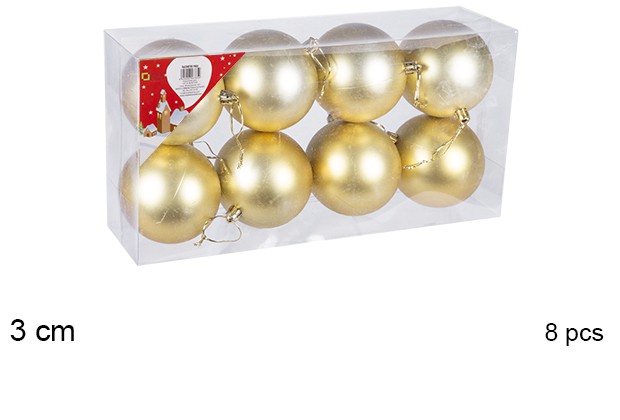 Pack 8 boules dorées mates 3 cm