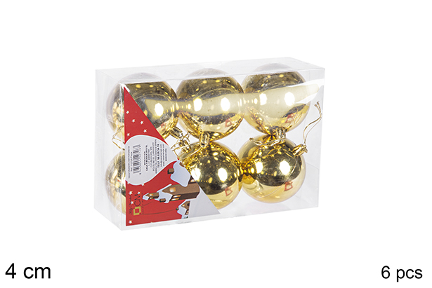Pack 6 bolas oro brillo 4 cm