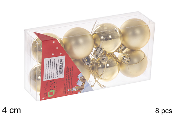 Pack 8 bolas oro brillo/mate 4 cm