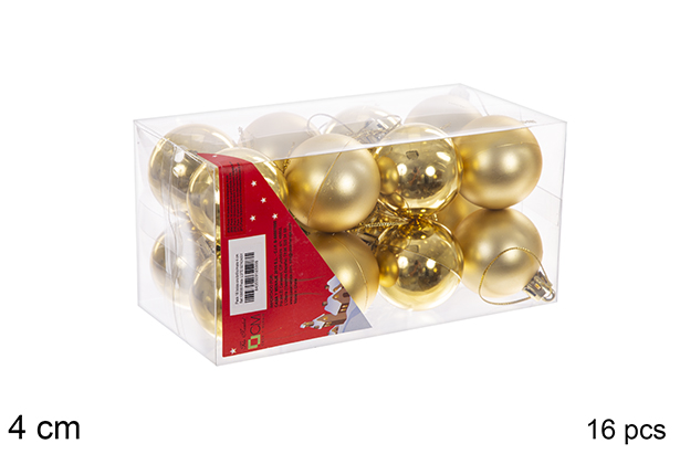 Pack 16 bolas oro brillo/mate 4 cm