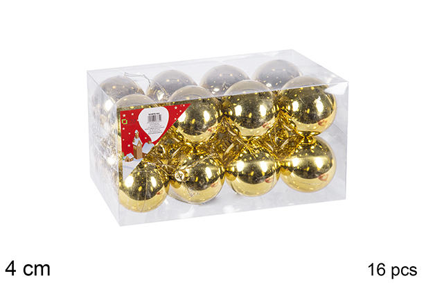 Pack 16 boules dorées brillantes 4 cm