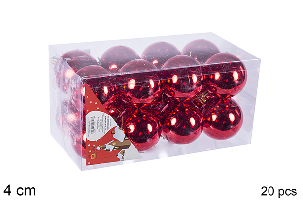 Pack 16 bolas rojo brillo 4 cm