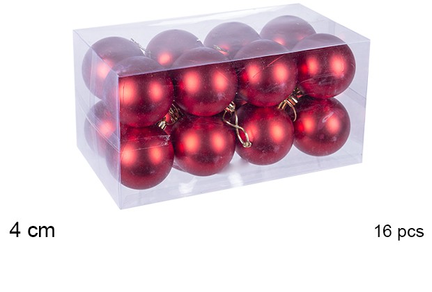 Pack 16 bolas roja mate 4 cm