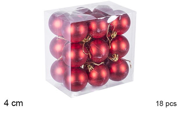 Pack 18 bolas vermelhas foscas 4 cm
