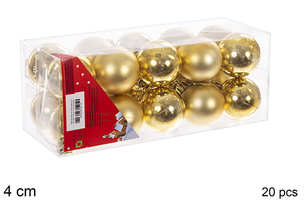 Pack 20 shiny/matte gold bauble 4 cm