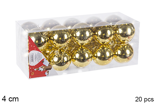 Pack 20 bolas oro brillo 4 cm