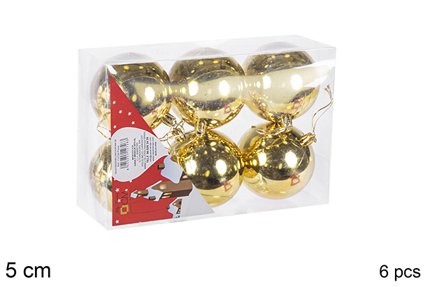 Pack 6 bolas oro brillo 5 cm