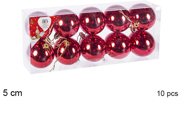 Pack 10 bolas rojo brillo 5 cm