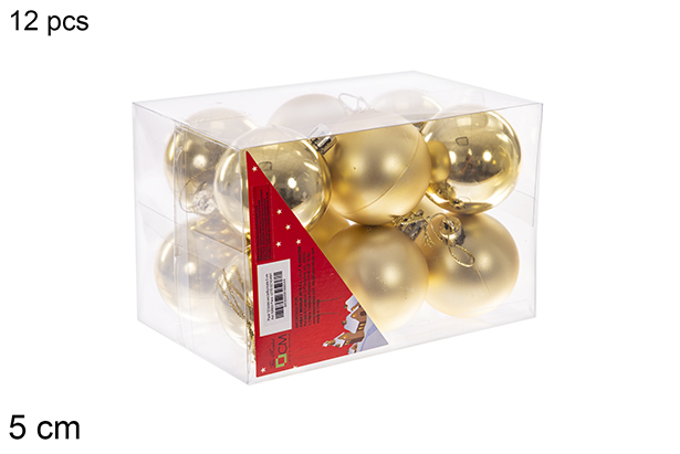 Pack 12 boules dorées brillantes/mates 5 cm